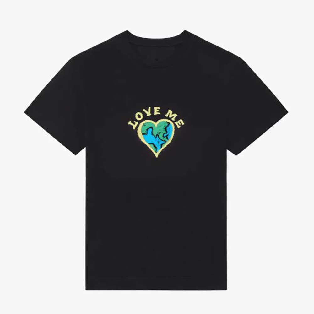 Front view of Givenchy Women Slim Fit T-shirt in GIVENCHY Love me Jersey black