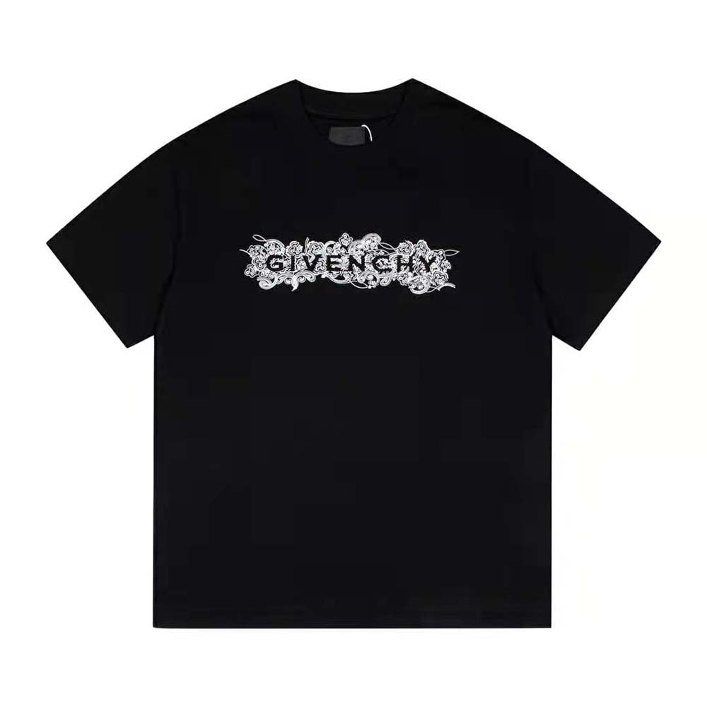 Close-up of 4G embroidered detail on Givenchy Women T-shirt black jersey