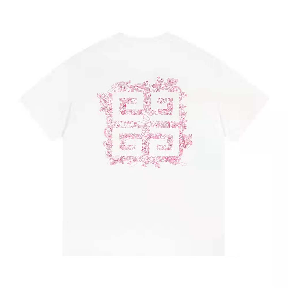 Side angle showing relaxed fit of Givenchy Women T-shirt pink jersey