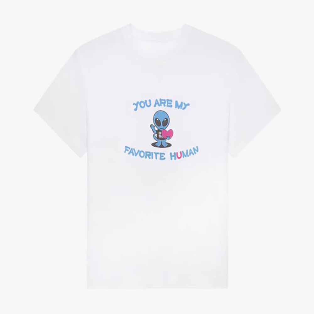 Front view of Givenchy Men Oversized T-Shirt in Printed Jersey-White