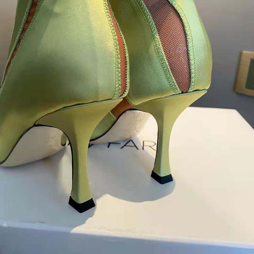 Jimmy Choo Women Mugler Sock Ankle Boot Neon Yellow and Nude Sheer Spiral Stretch Fabric - image 9