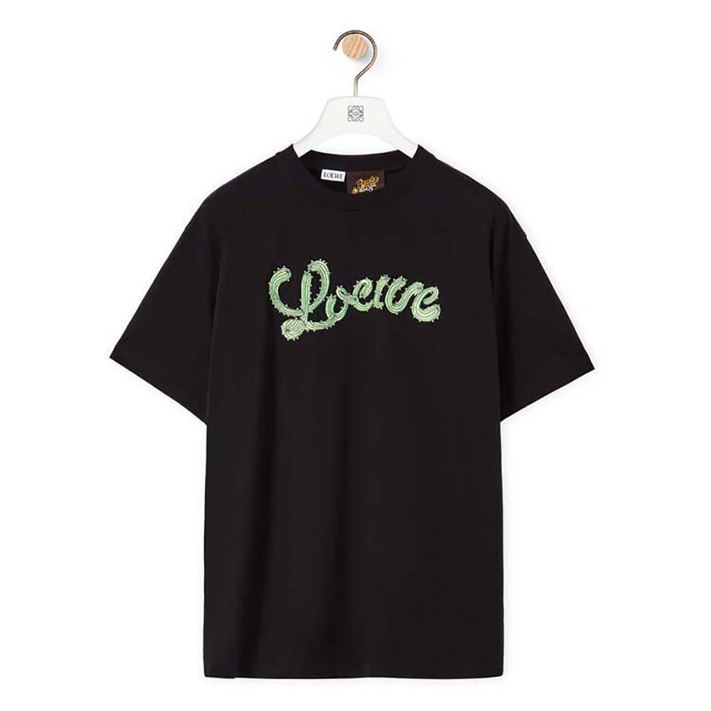 Front view of Loewe Women LOEWE Cactus T-shirt in Cotton-Black