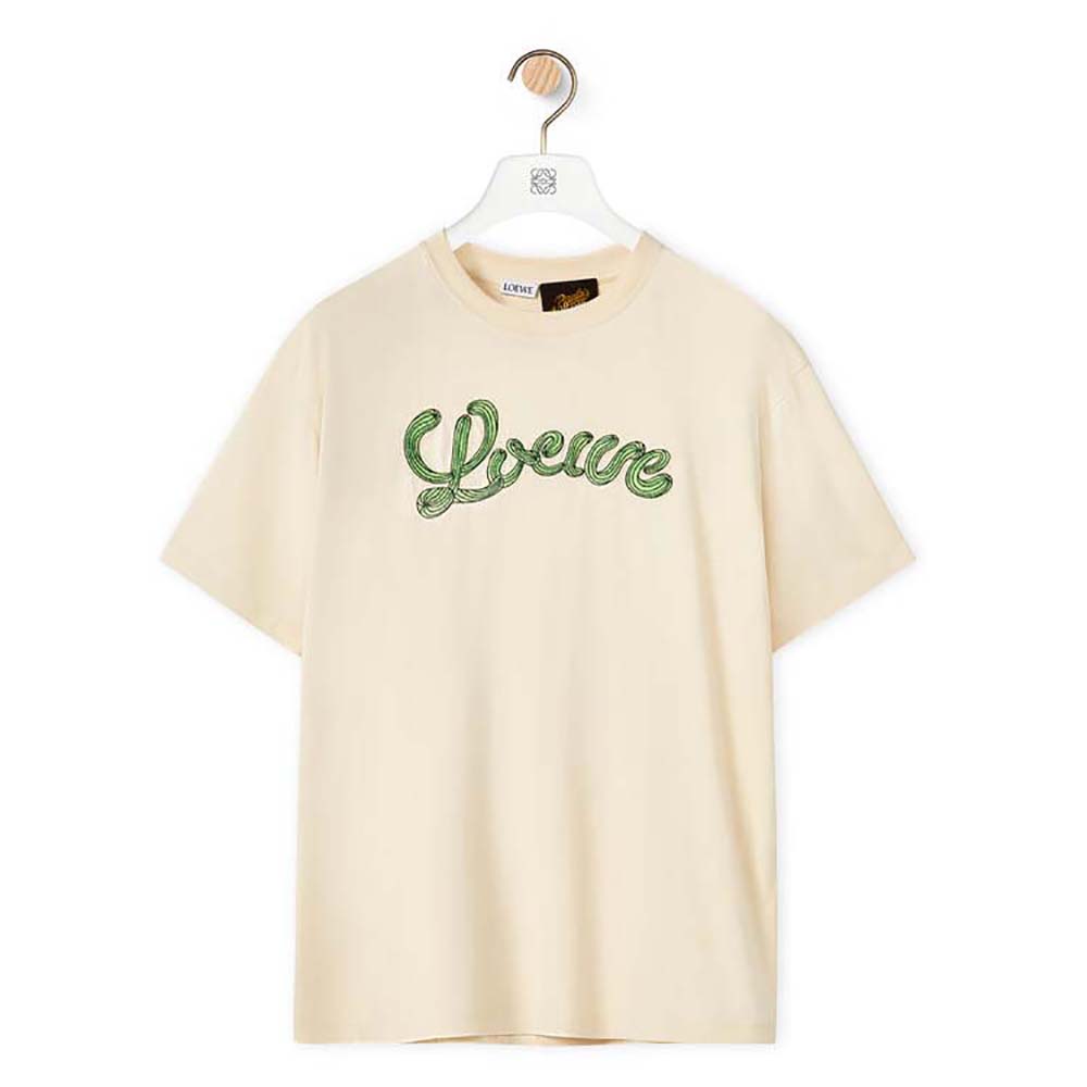 Front view of Loewe Women LOEWE Cactus T-shirt in Cotton-White