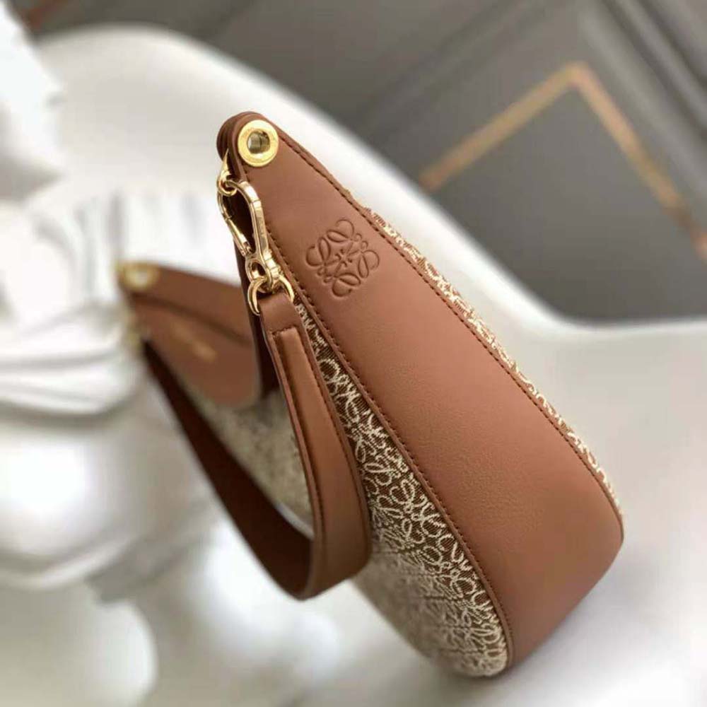 Loewe Women Luna Bag in Anagram Jacquard and Classic Calfskin-Brown - image 4