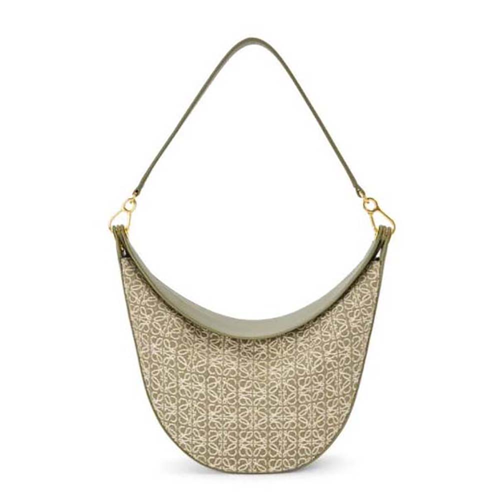 Front view of Loewe Women Luna Bag in green anagram jacquard