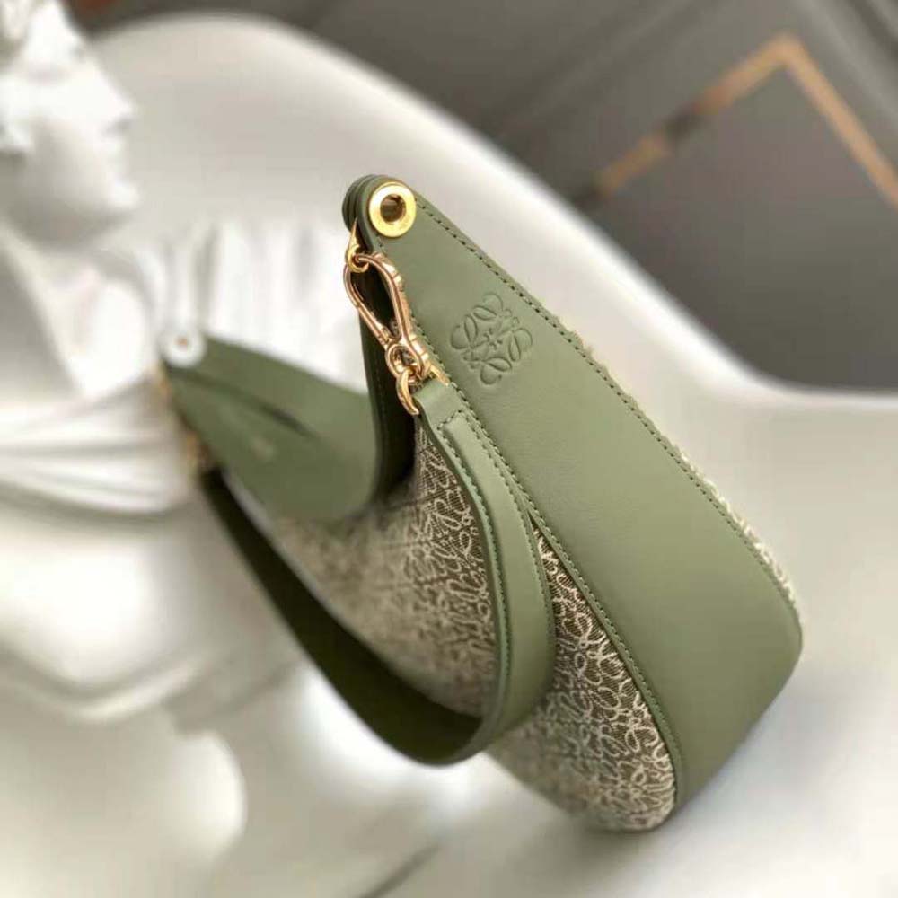 Loewe Women Luna Bag in Anagram Jacquard and Classic Calfskin-Green - image 4