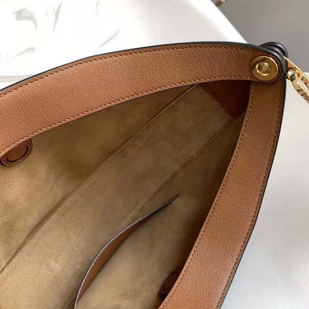 Loewe Women Luna Bag in Satin Calfskin and Jacquard-Brown - image 10