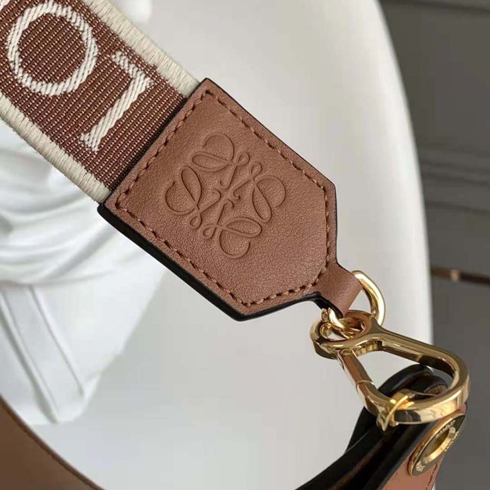 Loewe Women Luna Bag in Satin Calfskin and Jacquard-Brown - image 9