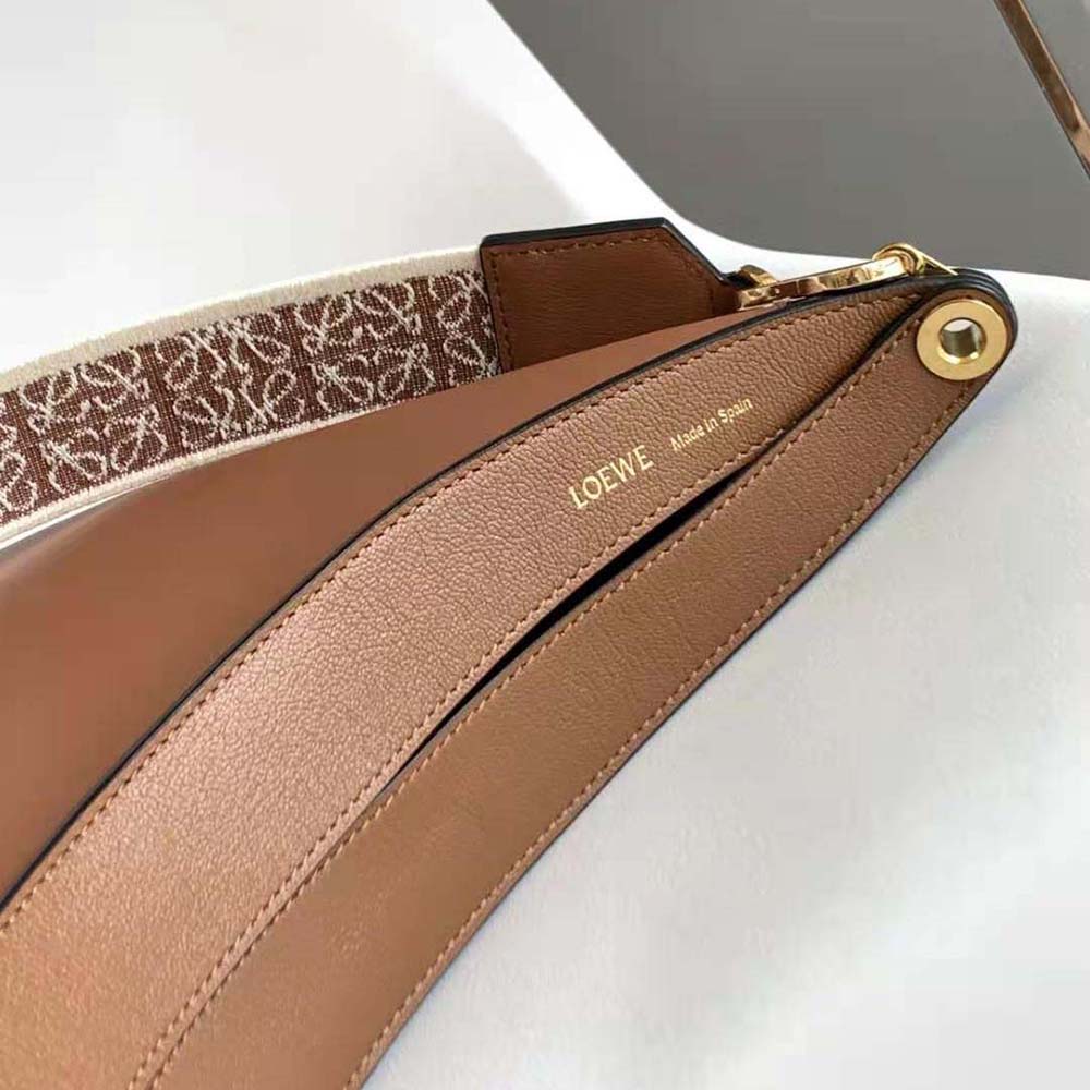 Loewe Women Luna Bag in Satin Calfskin and Jacquard-Brown - image 8