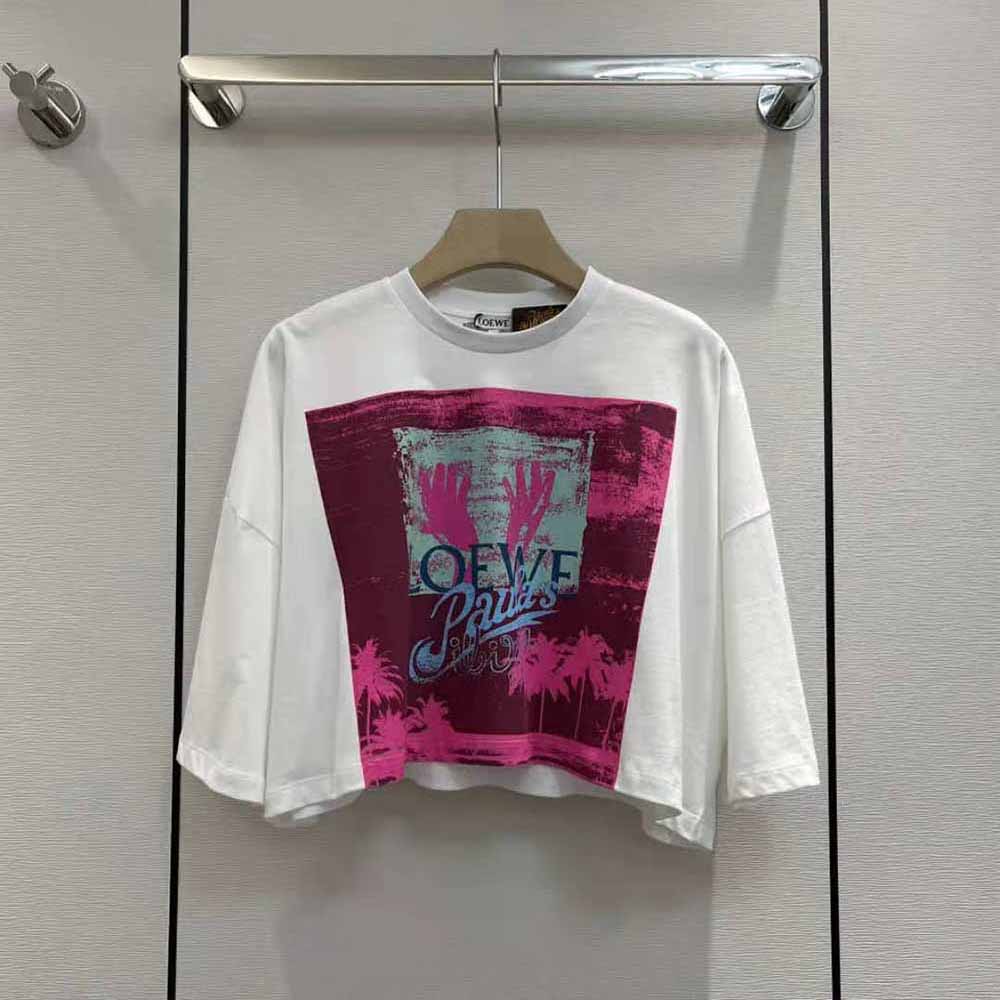 Close-up of palm graphic on Loewe Women Palm Cropped T-shirt