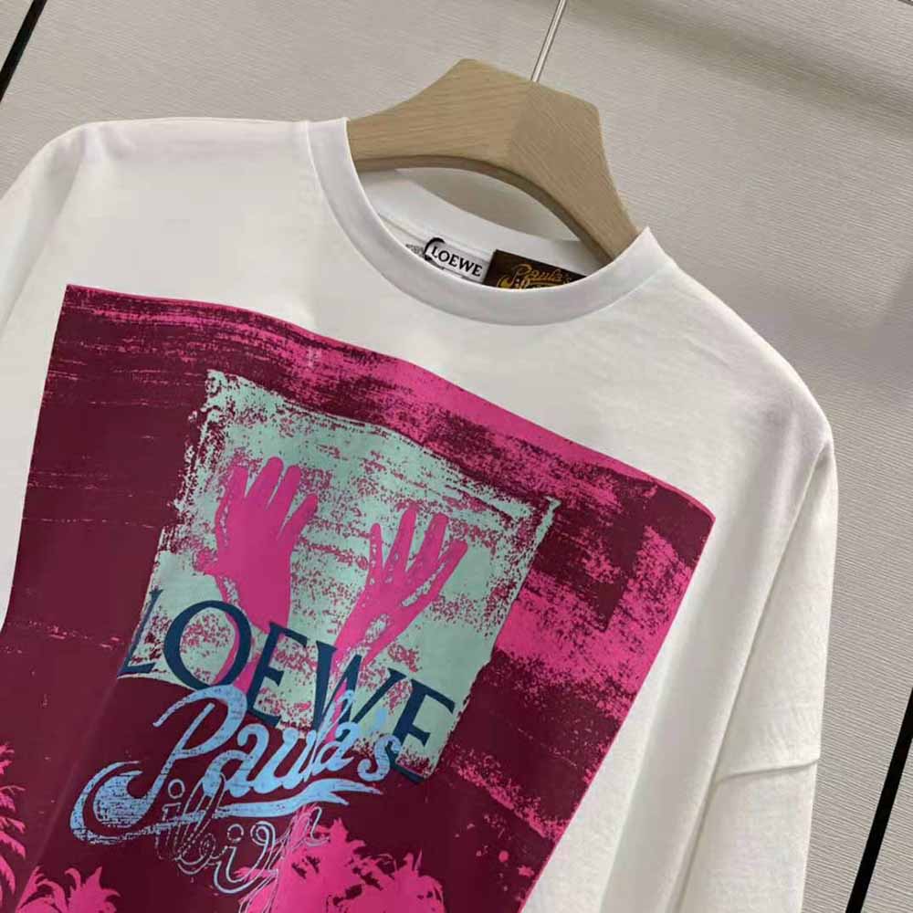 Loewe Women Palm Cropped T-shirt in Cotton-Pink - image 4