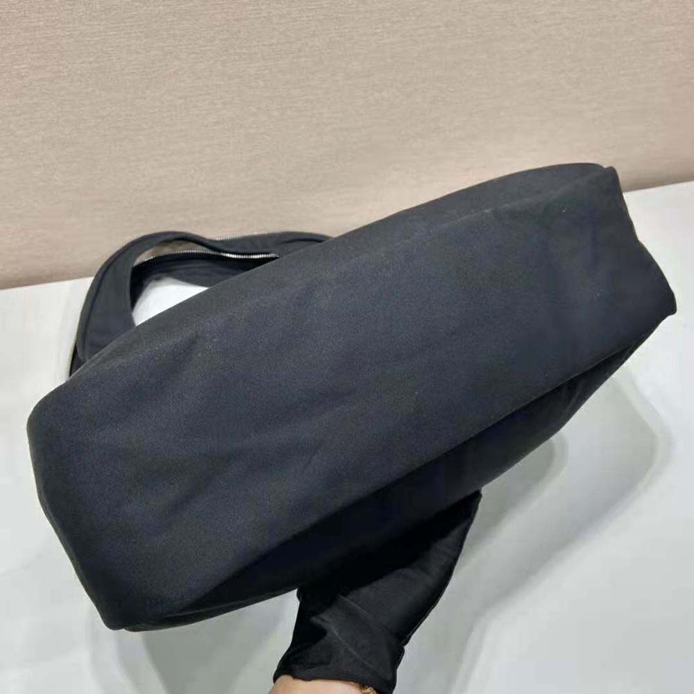 Prada Men Canvas Hobo Bag with Embossed Logo on the Front-Black - image 6