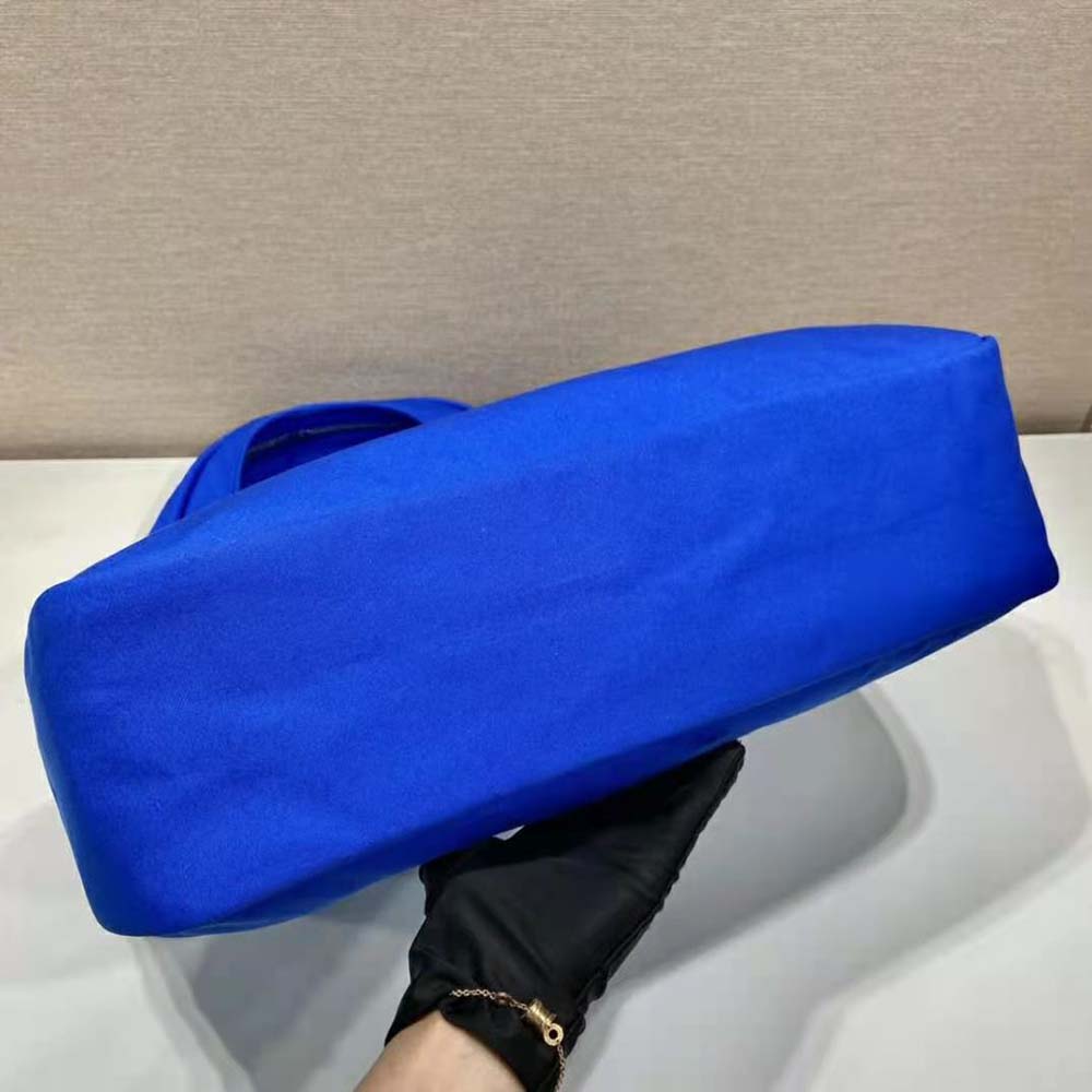 Prada Men Canvas Hobo Bag with Embossed Logo on the Front-Blue - image 6