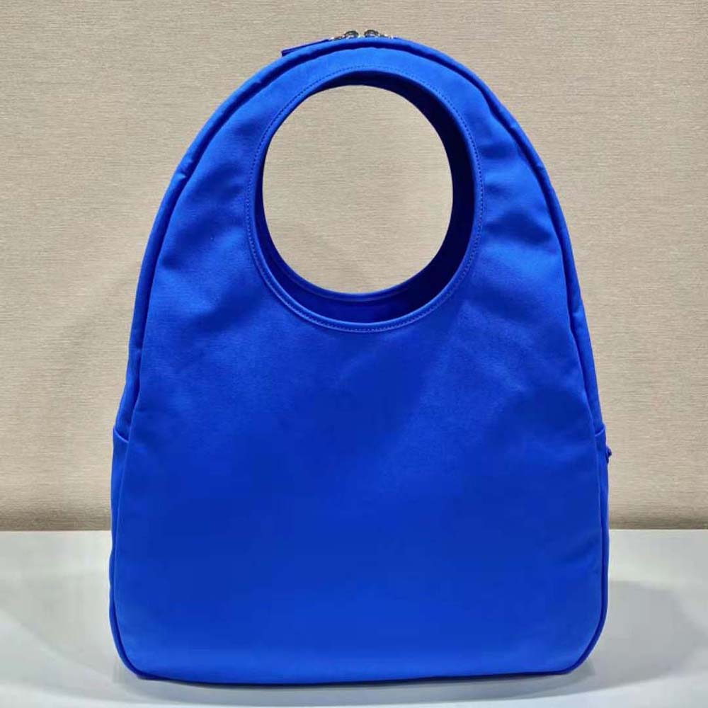 Prada Men Canvas Hobo Bag with Embossed Logo on the Front-Blue - image 5