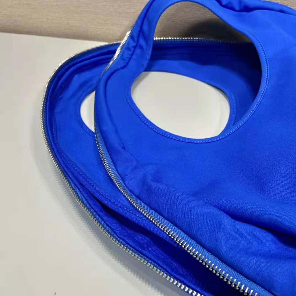 Prada Men Canvas Hobo Bag with Embossed Logo on the Front-Blue - image 7