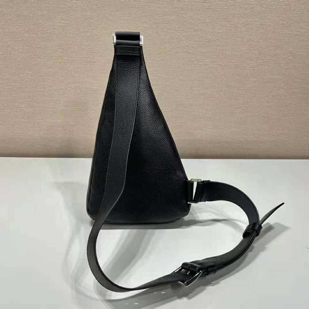 Prada Men Cross Leather Bag wite Logo-Print Re-Nylon lining-Black - image 4