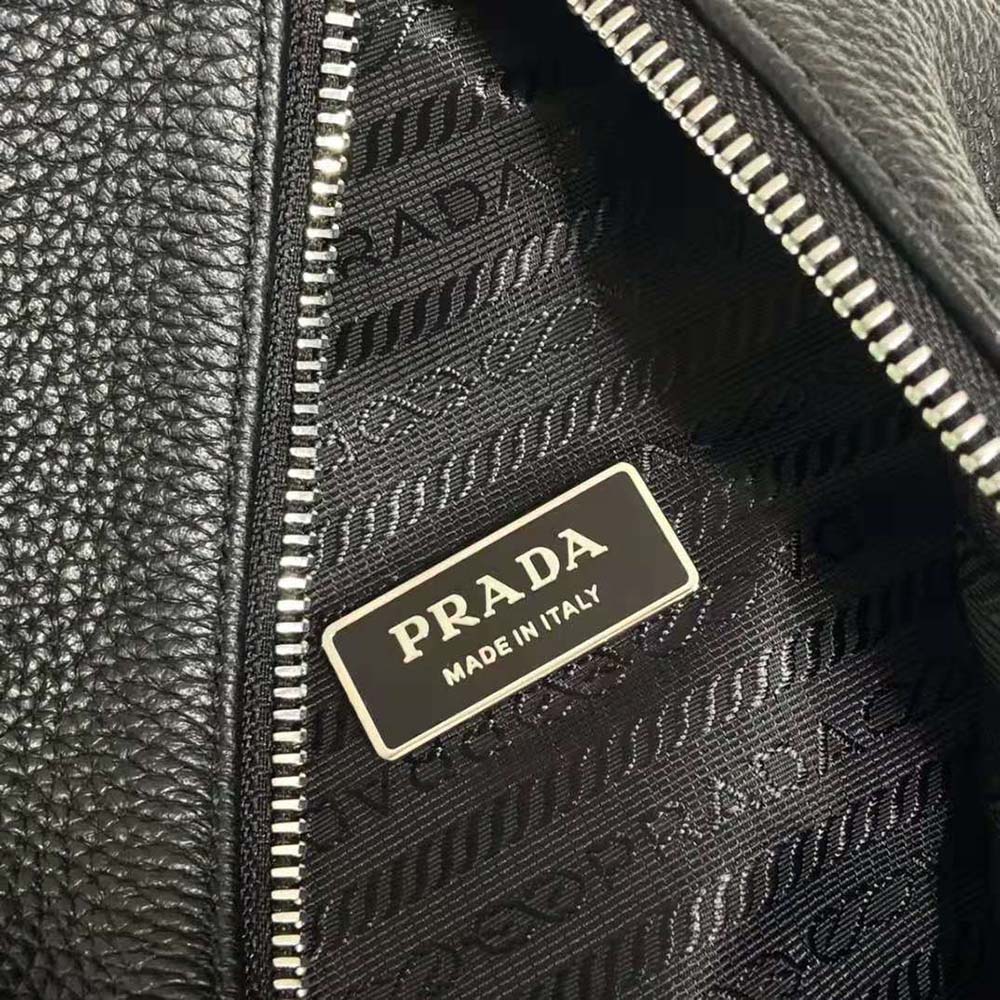 Prada Men Cross Leather Bag wite Logo-Print Re-Nylon lining-Black - image 10