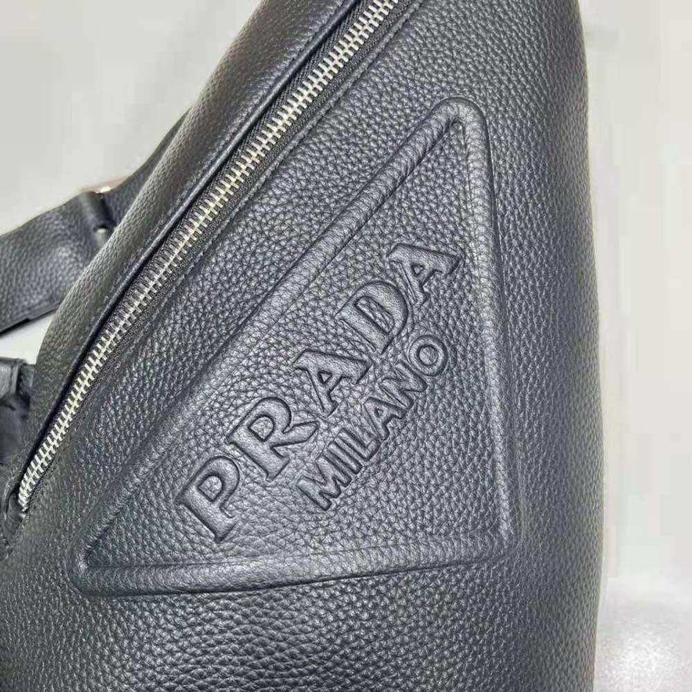Prada Men Cross Leather Bag wite Logo-Print Re-Nylon lining-Black - image 8