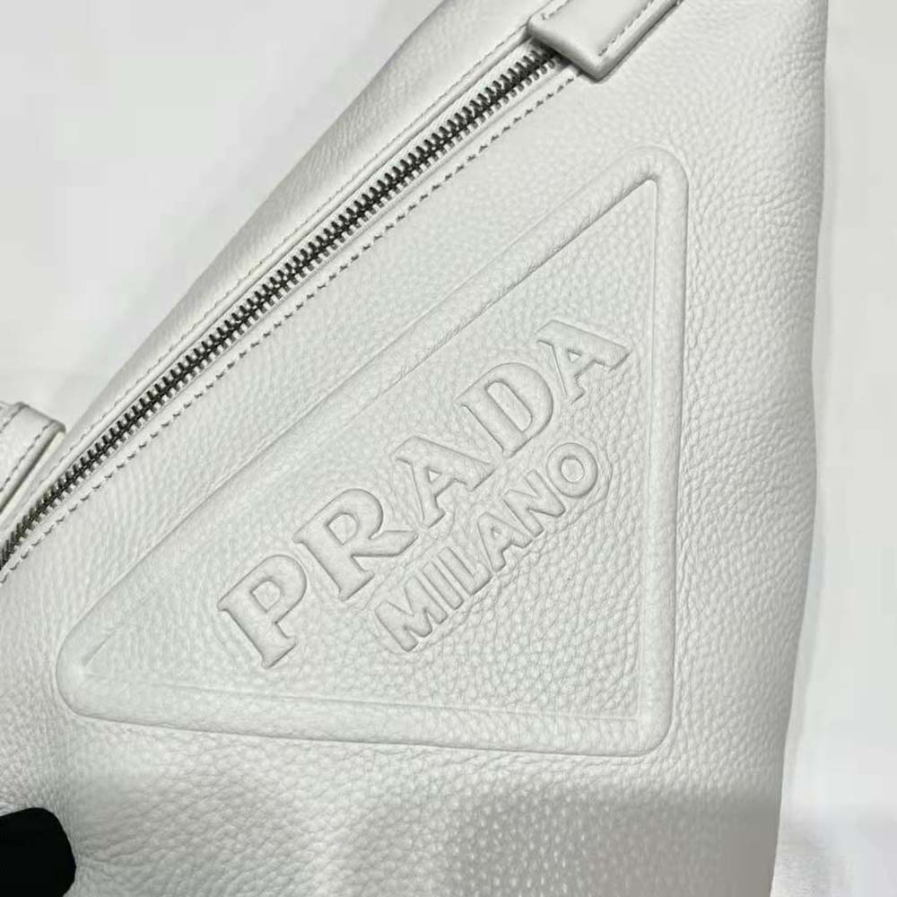 Prada Men Cross Leather Bag wite Logo-Print Re-Nylon lining-White - image 6