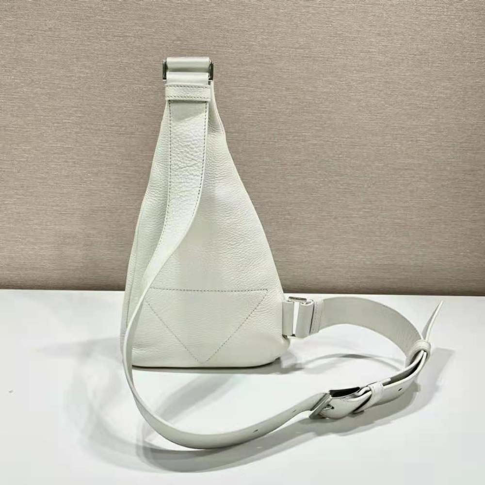 Prada Men Cross Leather Bag wite Logo-Print Re-Nylon lining-White - image 4