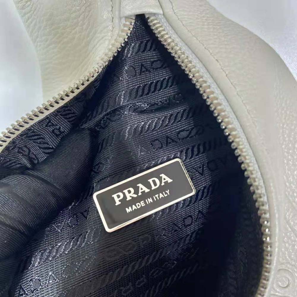 Prada Men Cross Leather Bag wite Logo-Print Re-Nylon lining-White - image 9