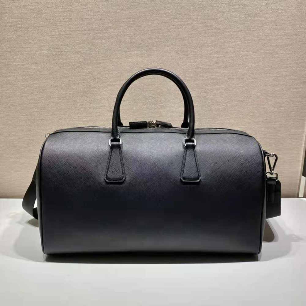 Prada Men Elegant Duffle Bag in Saffiano Leather Travel Bag-Black - image 4