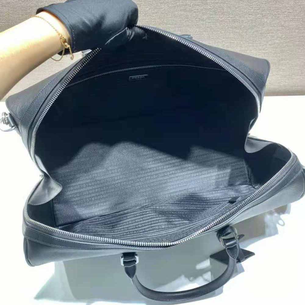 Prada Men Elegant Duffle Bag in Saffiano Leather Travel Bag-Black - image 9