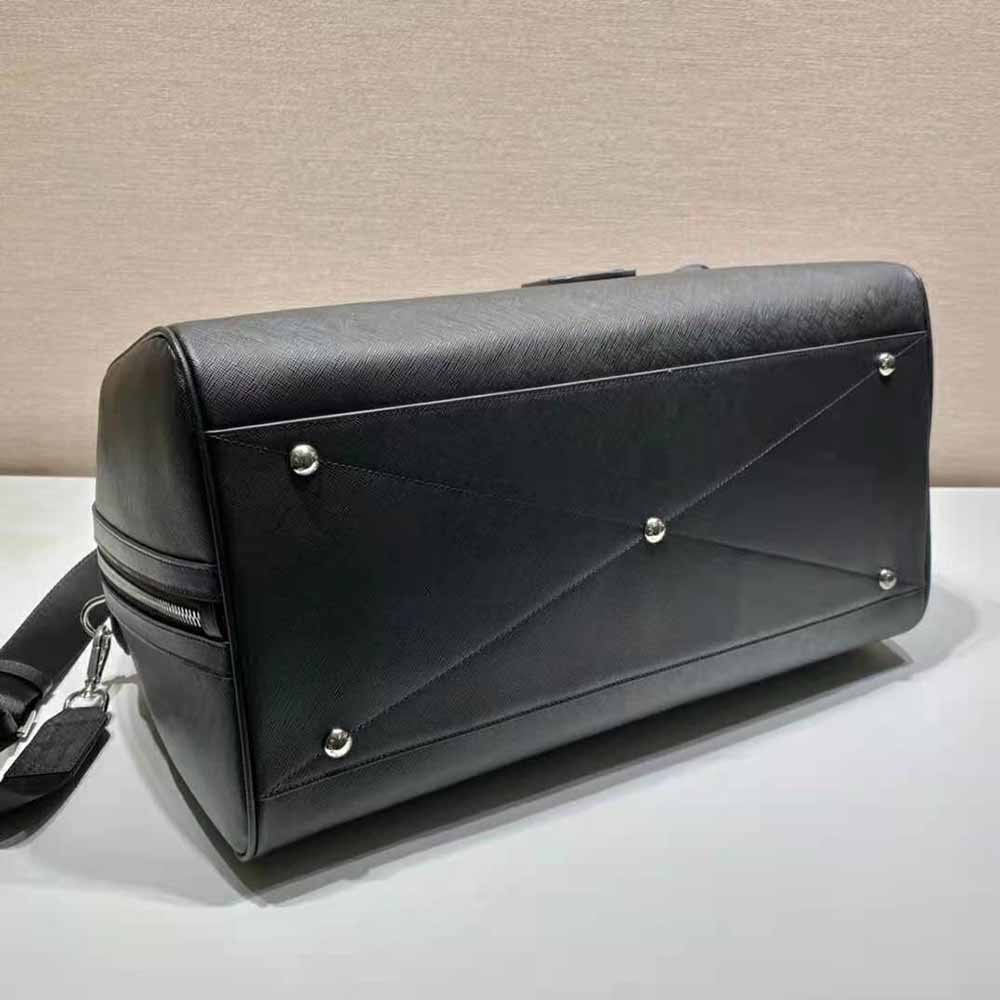 Prada Men Elegant Duffle Bag in Saffiano Leather Travel Bag-Black - image 6