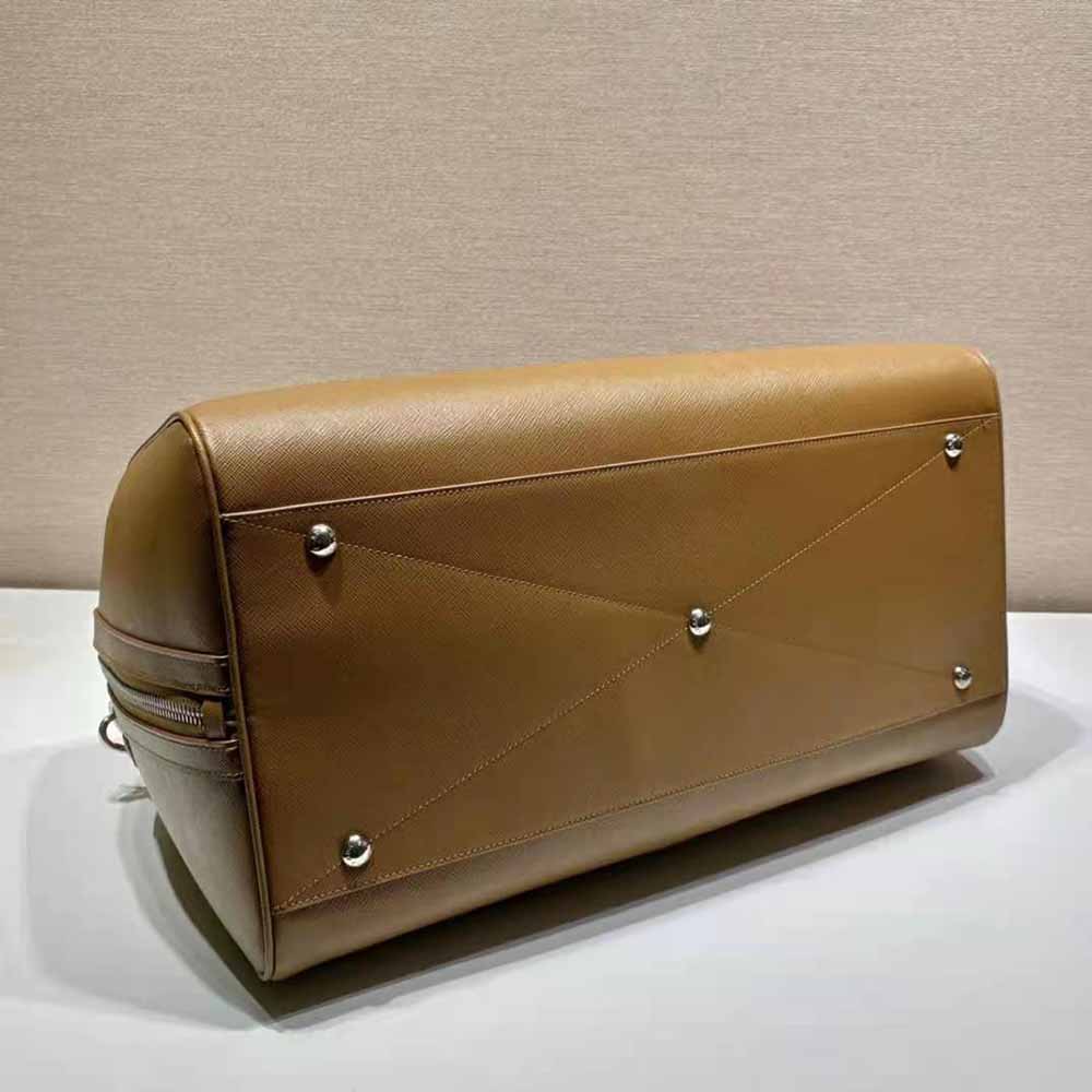 Prada Men Elegant Duffle Bag in Saffiano Leather Travel Bag-Brown - image 6