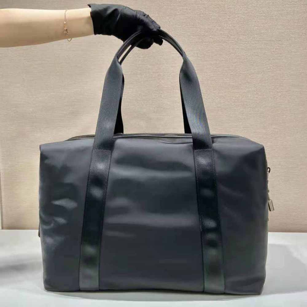 Prada Unisex Re-Nylon and Saffiano Leather Duffle Bag-Black - image 4