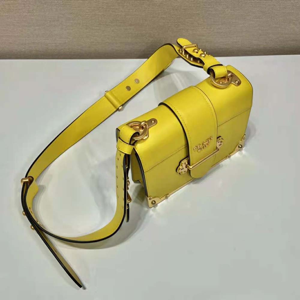 Prada Woen Cahier Leather Bag-Yellow - image 7