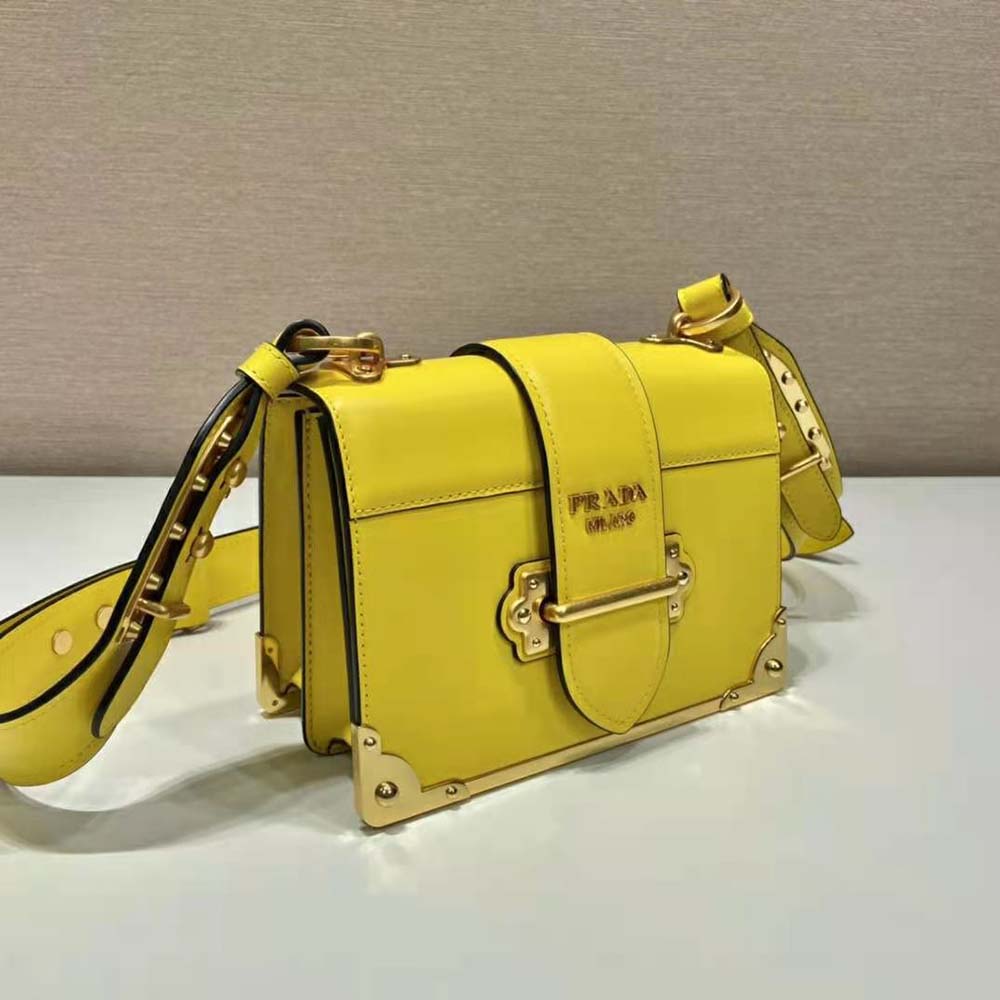 Prada Woen Cahier Leather Bag-Yellow - image 4