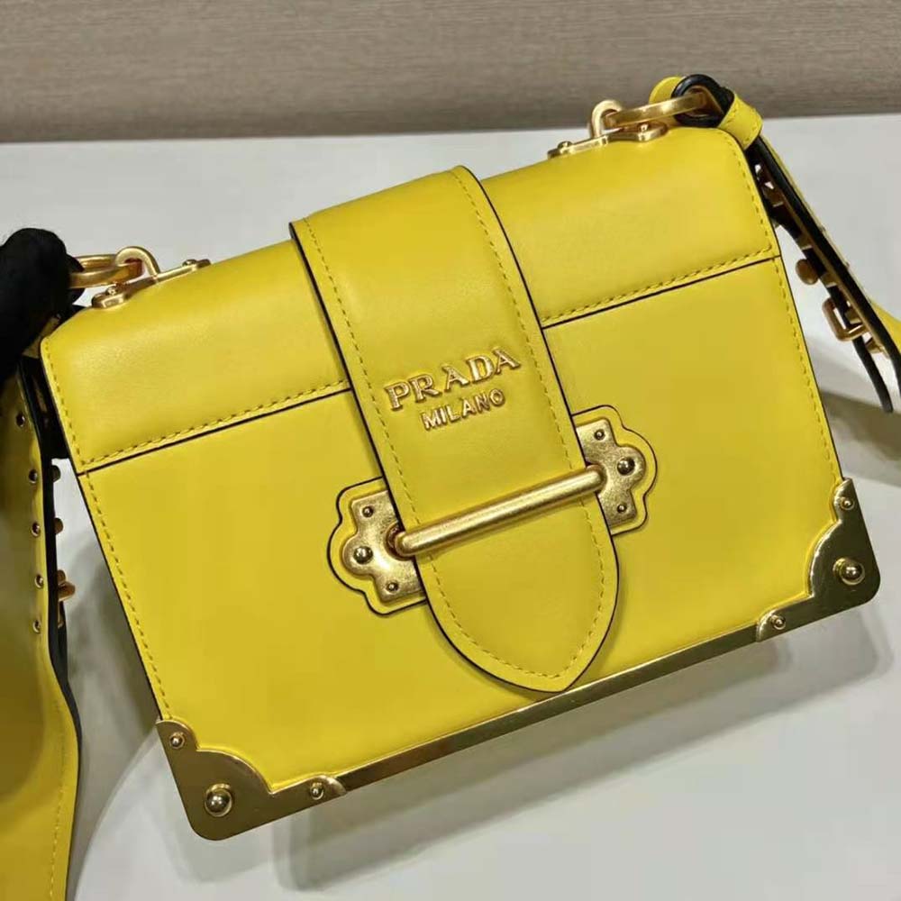 Prada Woen Cahier Leather Bag-Yellow - image 5