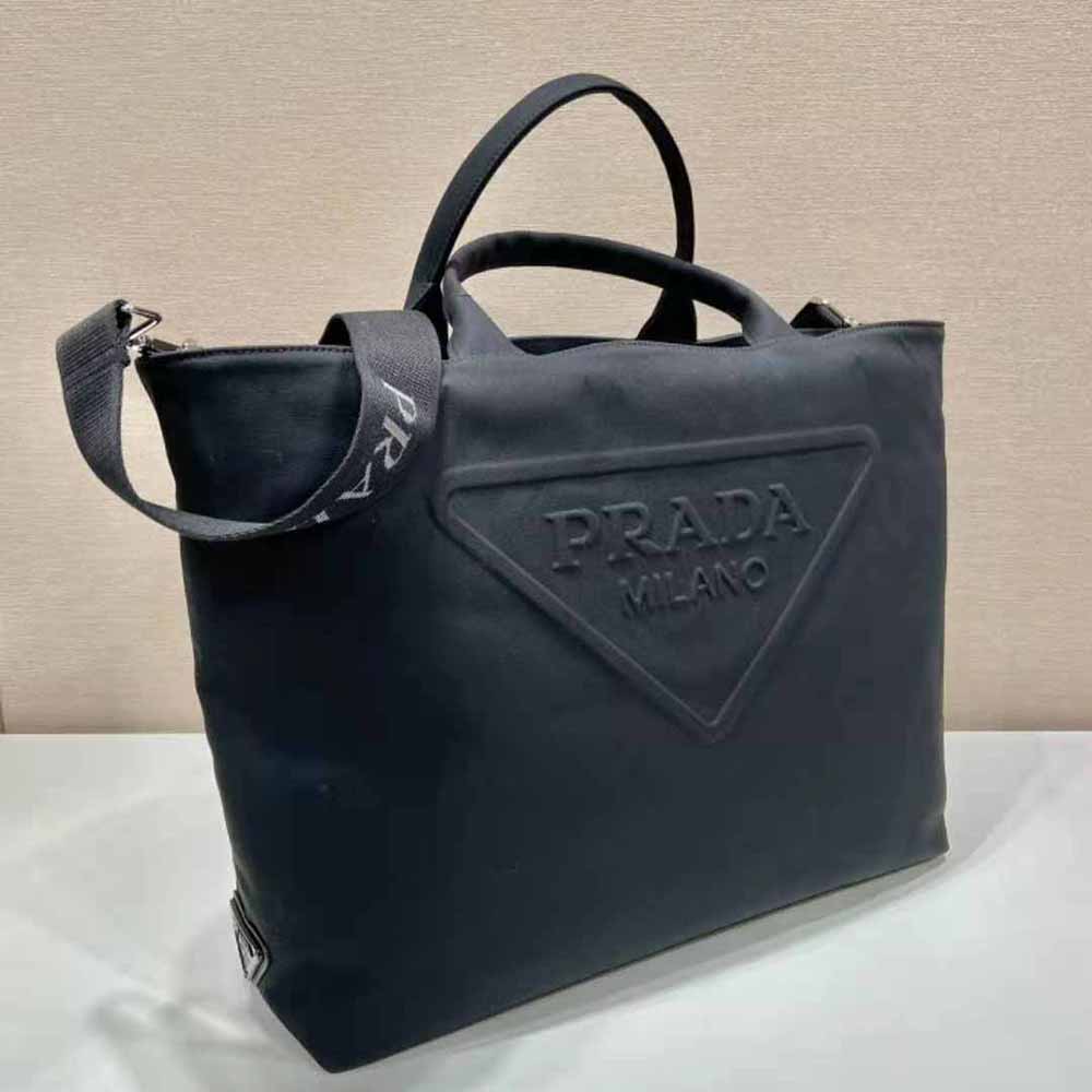 Prada Women Canvas Tote Bag with Contemporary Take on Classic Beach Designs-Black - image 4