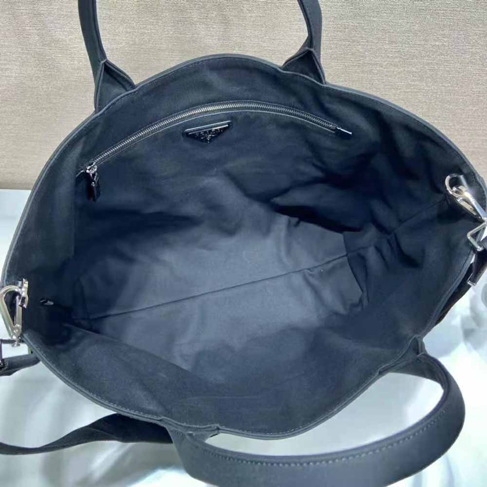 Prada Women Canvas Tote Bag with Contemporary Take on Classic Beach Designs-Black - image 9