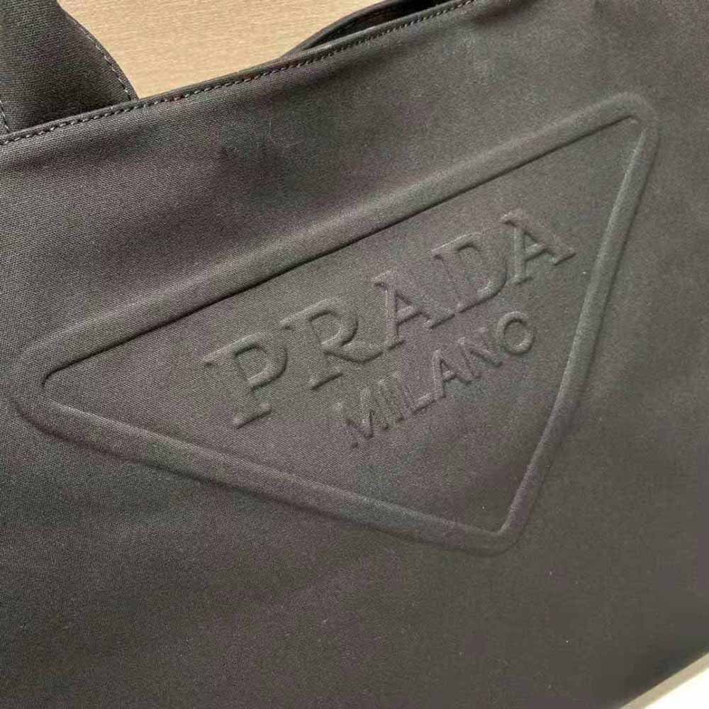 Prada Women Canvas Tote Bag with Contemporary Take on Classic Beach Designs-Black - image 7