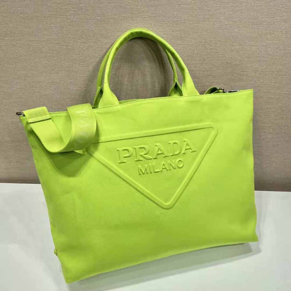 Prada Women Canvas Tote Bag with Contemporary Take on Classic Beach Designs-Lime - image 4