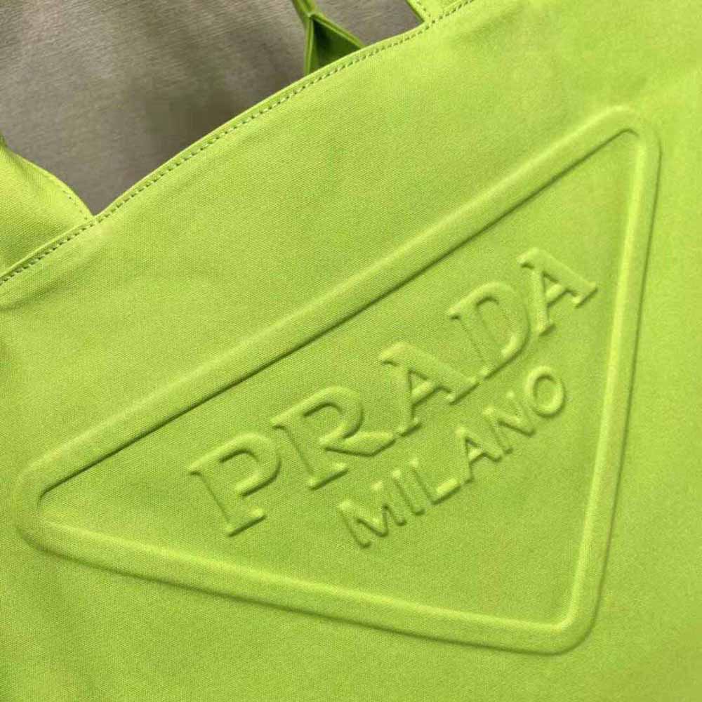 Prada Women Canvas Tote Bag with Contemporary Take on Classic Beach Designs-Lime - image 8