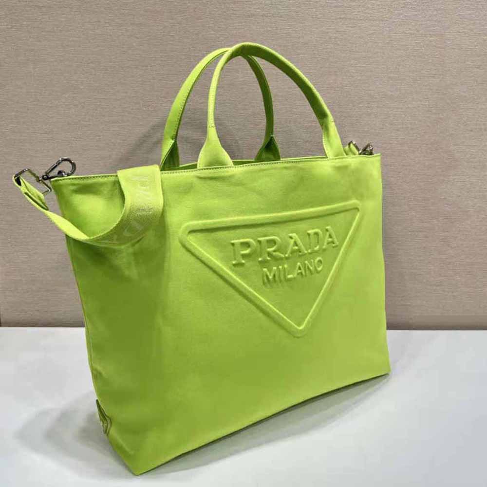 Prada Women Canvas Tote Bag with Contemporary Take on Classic Beach Designs-Lime - image 5