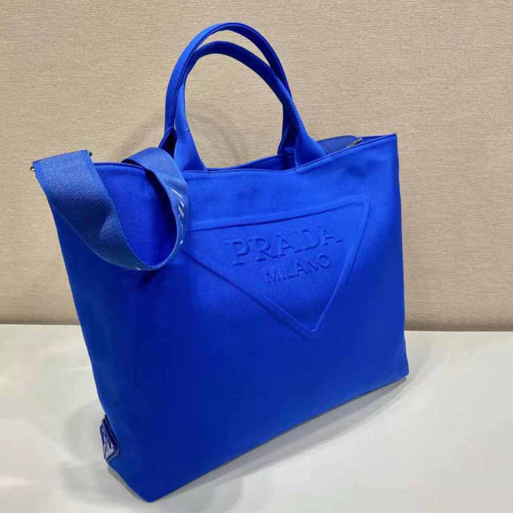 Prada Women Canvas Tote Bag with Contemporary Take on Classic Beach Designs-Navy - image 4