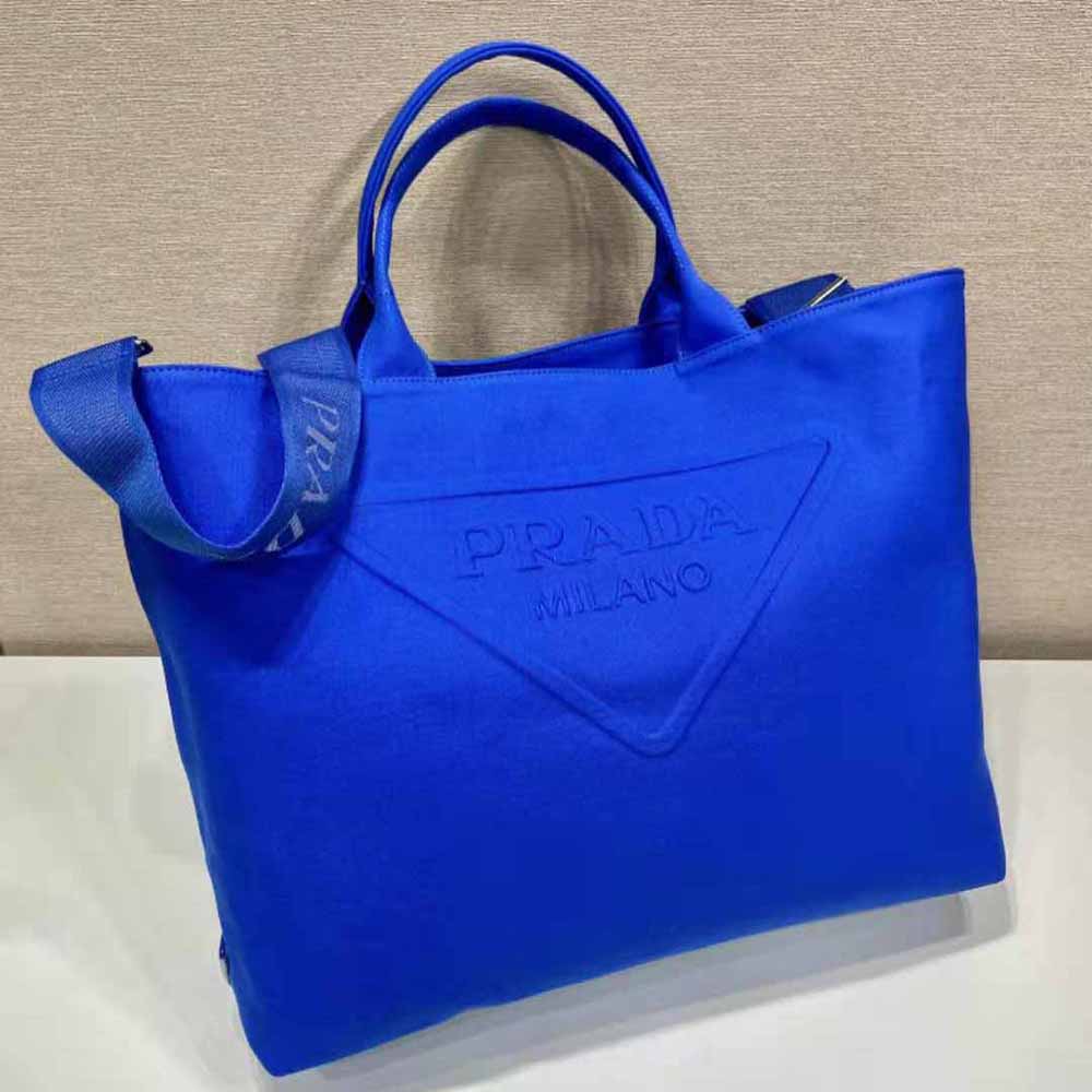 Prada Women Canvas Tote Bag with Contemporary Take on Classic Beach Designs-Navy - image 5
