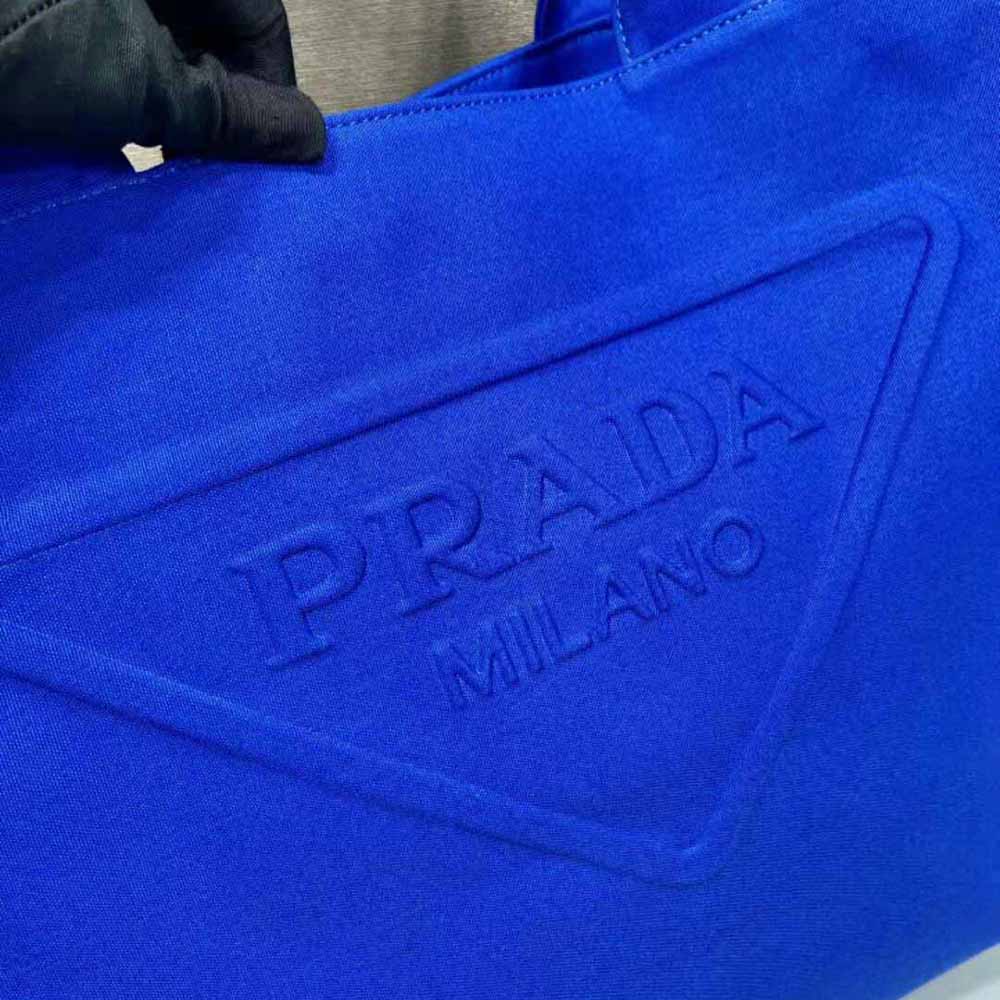 Prada Women Canvas Tote Bag with Contemporary Take on Classic Beach Designs-Navy - image 8