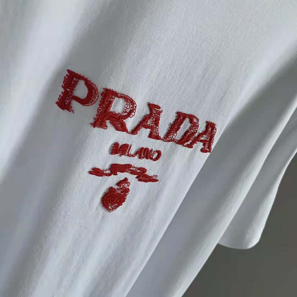 Prada Men Classic Cotton Crew-Neck T-shirt-Red - image 6