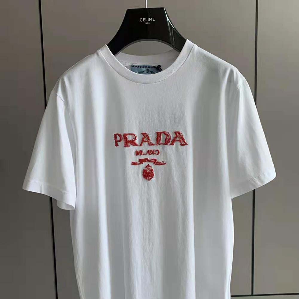 Prada Men Classic Cotton Crew-Neck T-shirt-Red - image 4