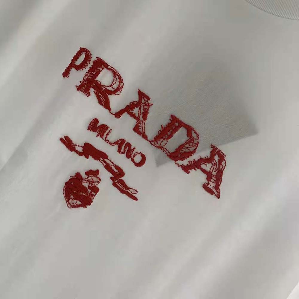Prada Men Classic Cotton Crew-Neck T-shirt-Red - image 8
