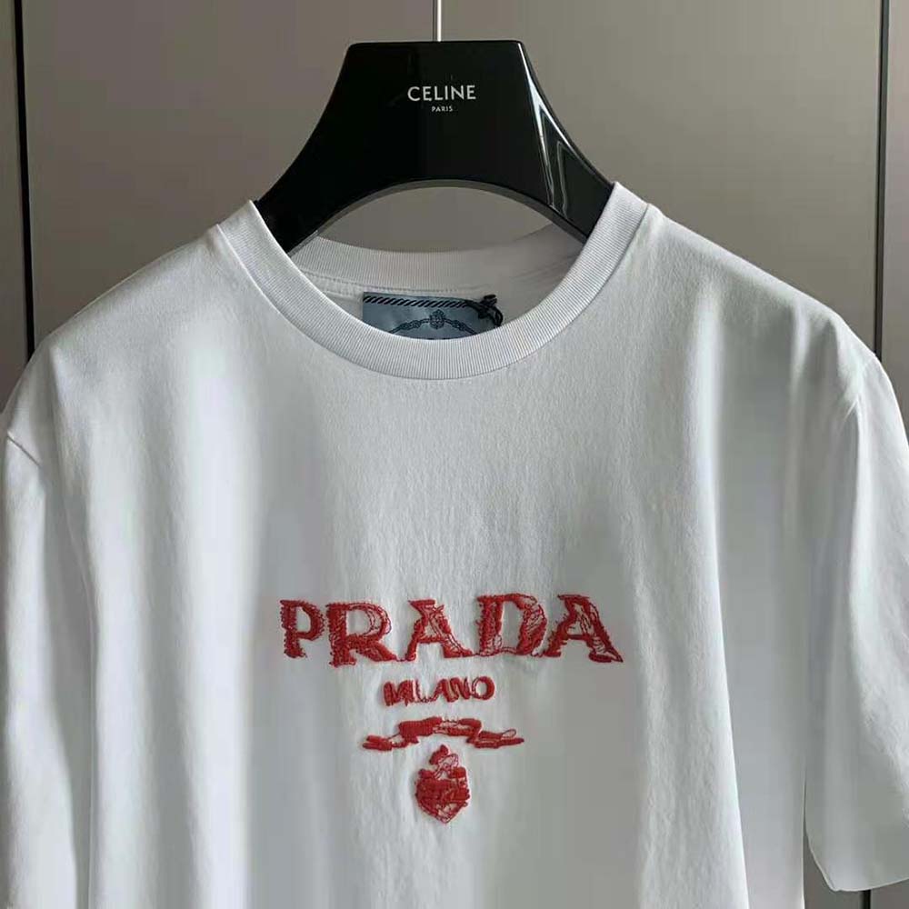 Prada Men Classic Cotton Crew-Neck T-shirt-Red - image 5