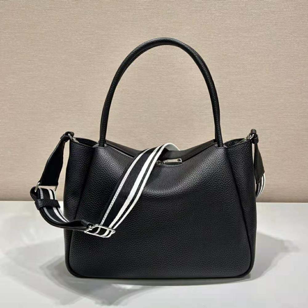 Side profile of Prada Women Large Leather Handbag showing silhouette