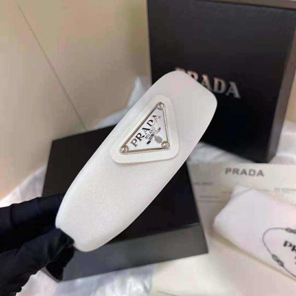 Prada Women Oversized Puffy Re-Nylon Headband-White - image 4