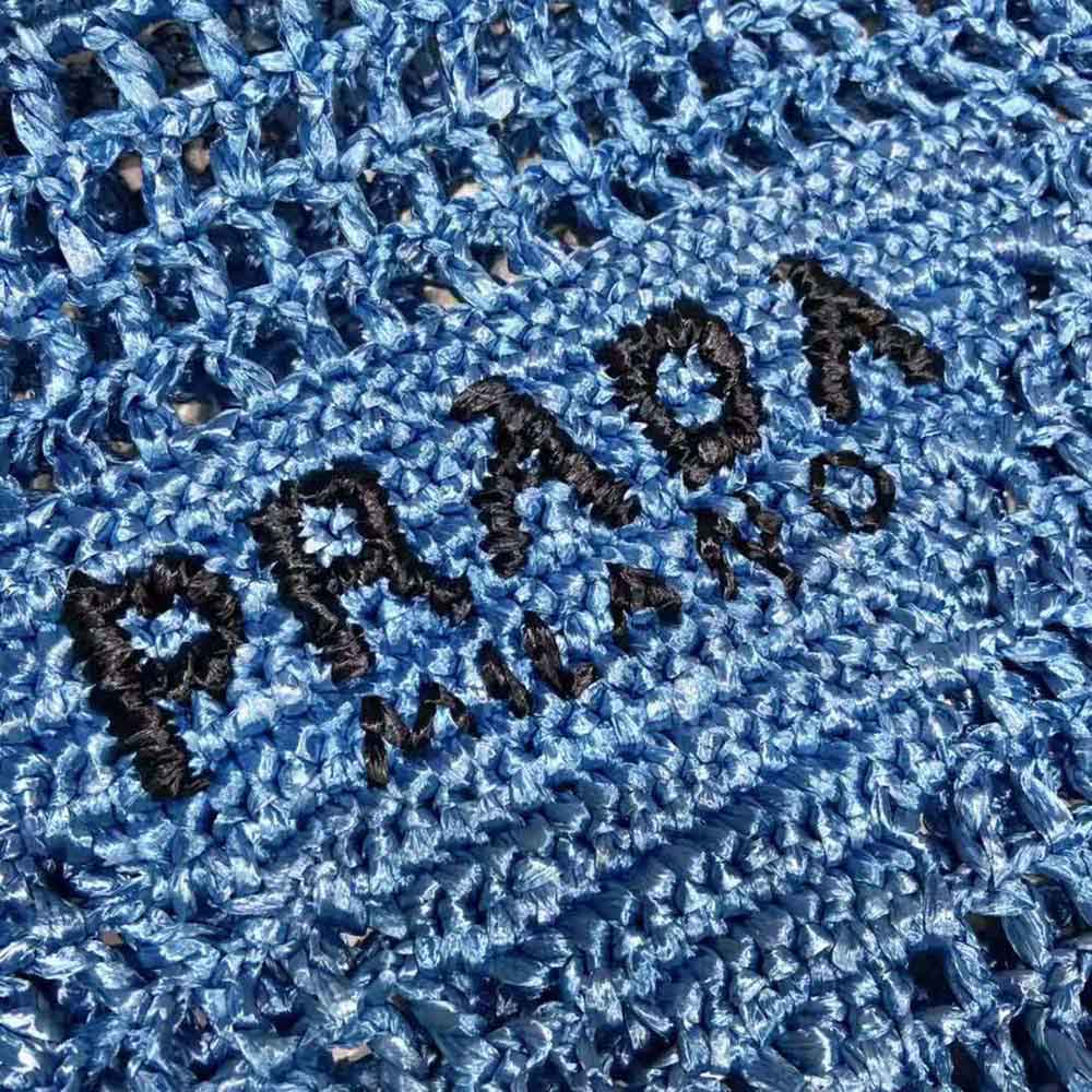 Prada Women Raffia Tote Bag with A Soft-Blue - image 8