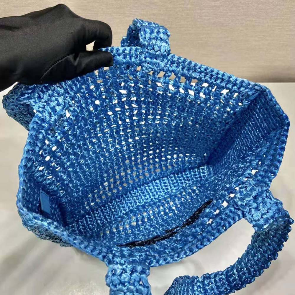 Prada Women Raffia Tote Bag with A Soft-Blue - image 7